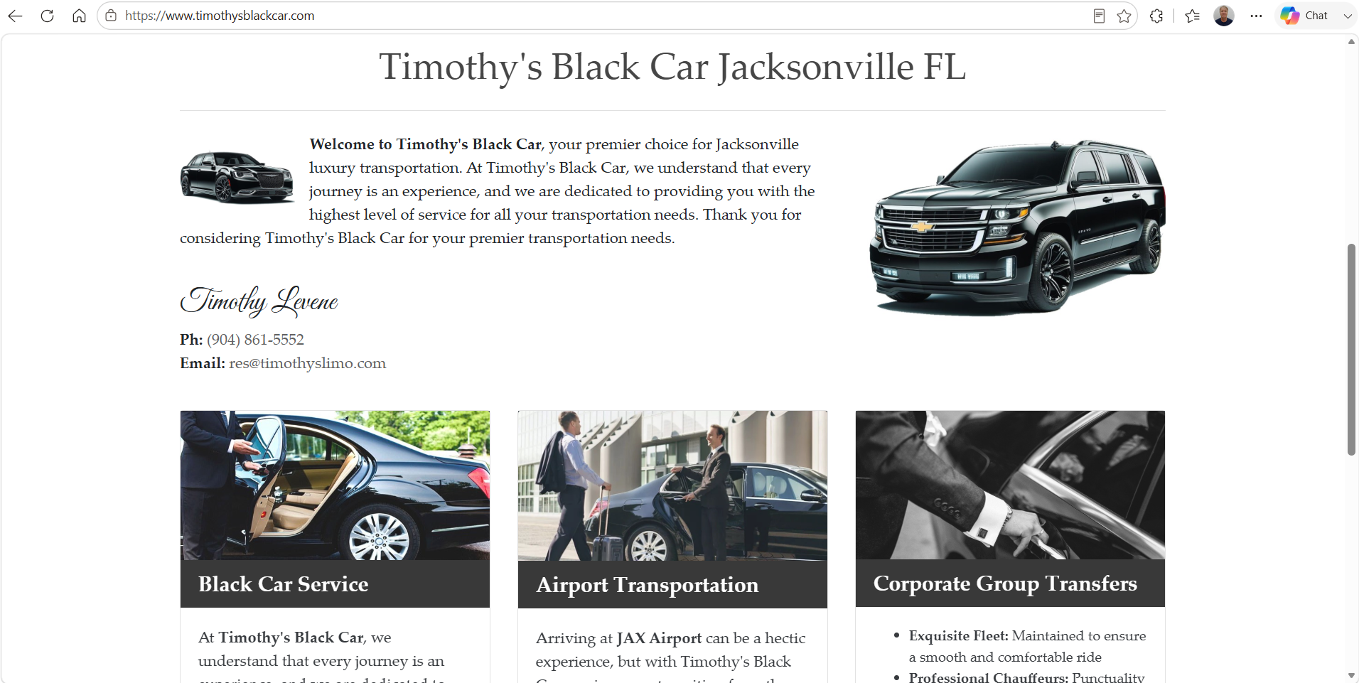 Timothy's Black Car website project