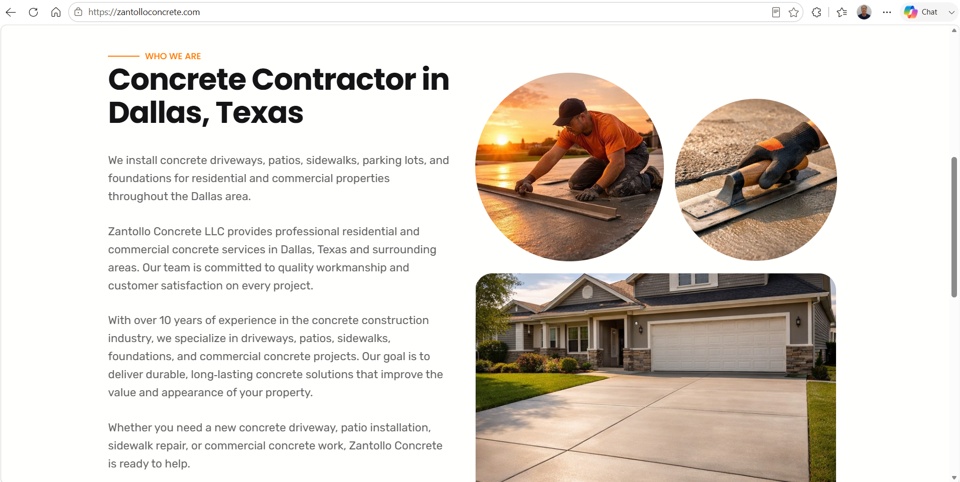 Zantollo Concrete website